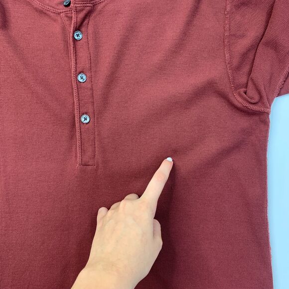 7 For All Mankind Henley Shirt Men S Small Slim Stretch Cotton Long Sleeve *READ - Picture 5 of 11